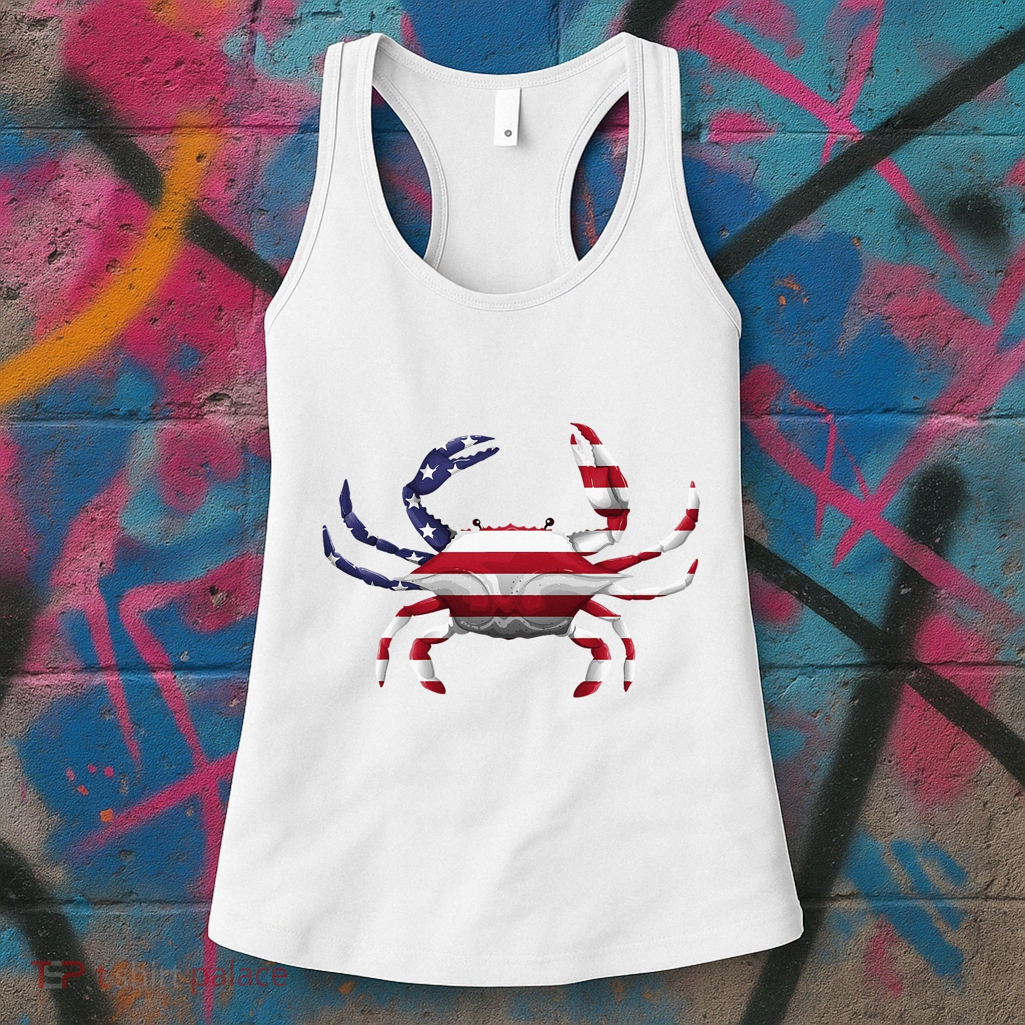 Cool Crab Flag Patriotic Crabbing Women's Tank Top