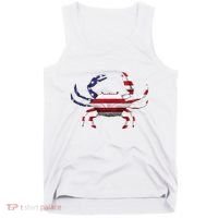 Cool Crab Flag Patriotic Crabbing Tank Top thumb 0