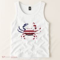 Cool Crab Flag Patriotic Crabbing Tank Top thumb 2
