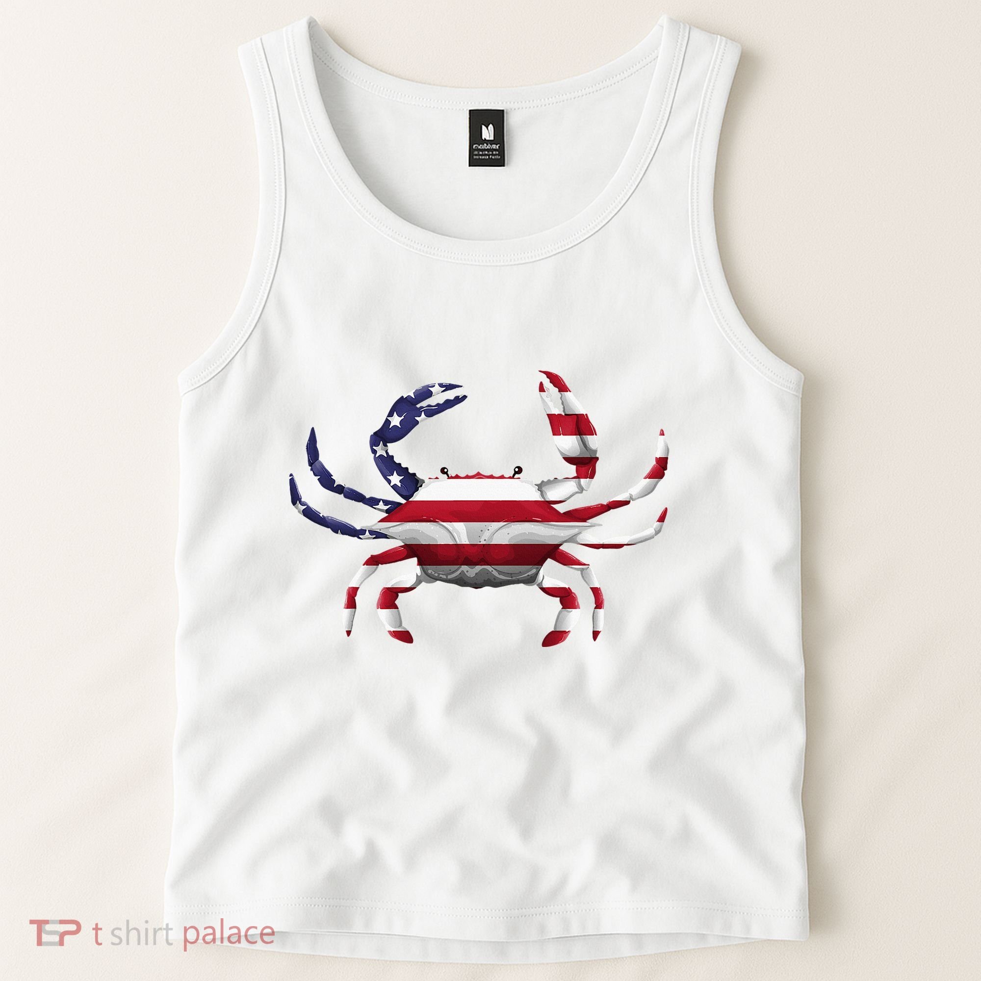 Cool Crab Flag Patriotic Crabbing Tank Top