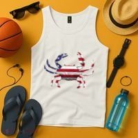 Cool Crab Flag Patriotic Crabbing Tank Top thumb 4