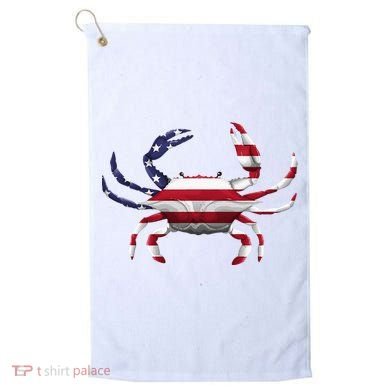Cool Crab Flag Patriotic Crabbing Golf Towel