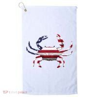 Cool Crab Flag Patriotic Crabbing Golf Towel thumb 0