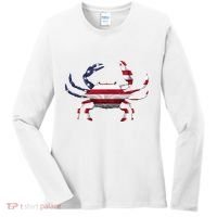 Cool Crab Flag Patriotic Crabbing Women's Long Sleeve Shirt thumb 0