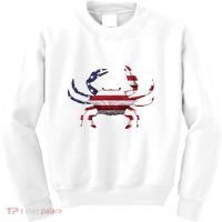 Cool Crab Flag Patriotic Crabbing Kids Sweatshirt thumb 0