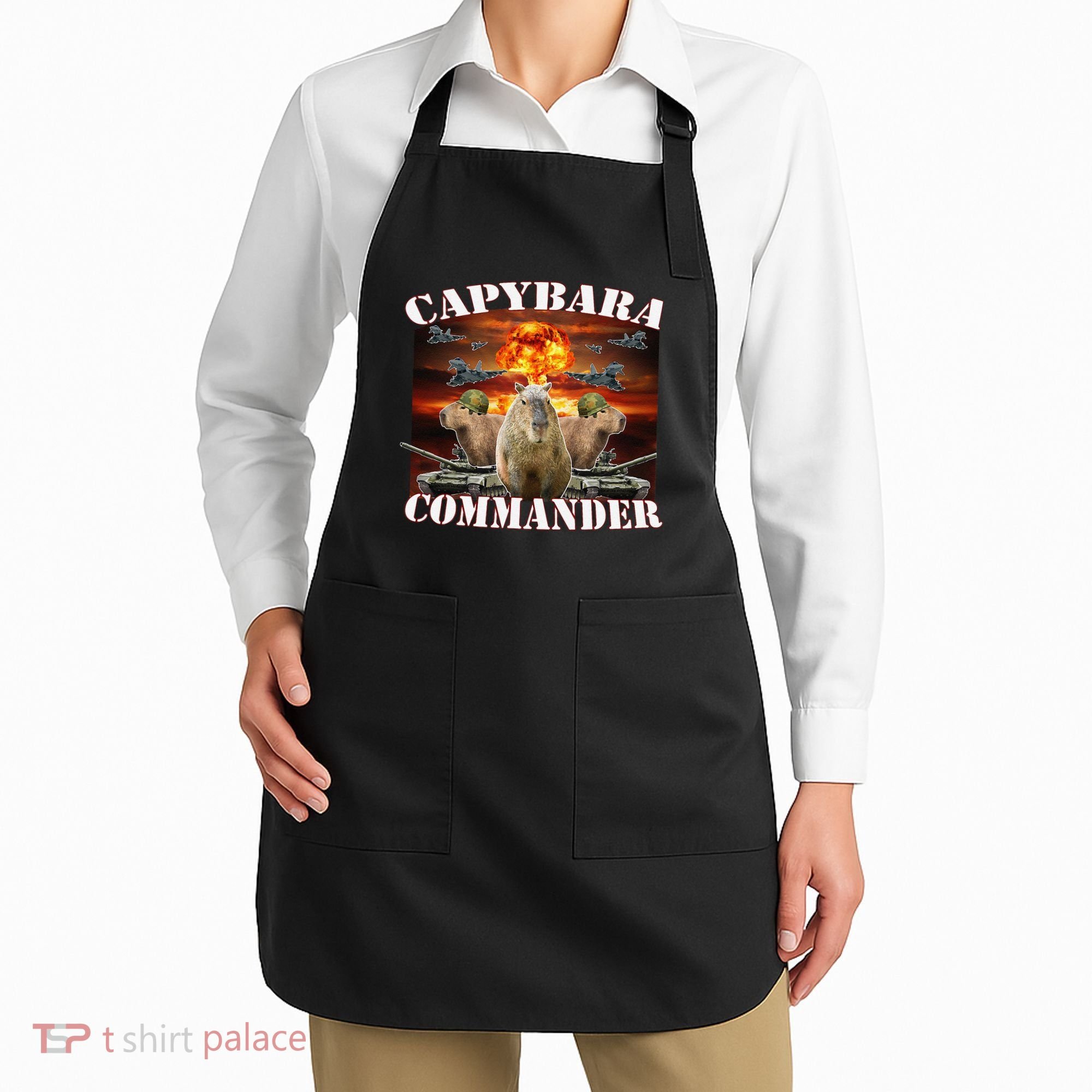 Capybara Commander Funny Capybara Warrior Apron