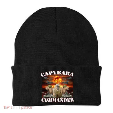 Capybara Commander Funny Capybara Warrior Beanie