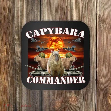 Capybara Commander Funny Capybara Warrior Coaster