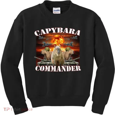 Capybara Commander Funny Capybara Warrior Kids Sweatshirt