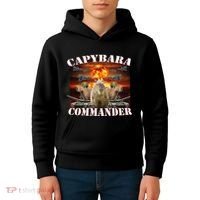 Capybara Commander Funny Capybara Warrior Kids Hoodie thumb 4