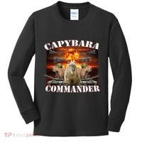Capybara Commander Funny Capybara Warrior Kids Long Sleeve Shirt thumb 0