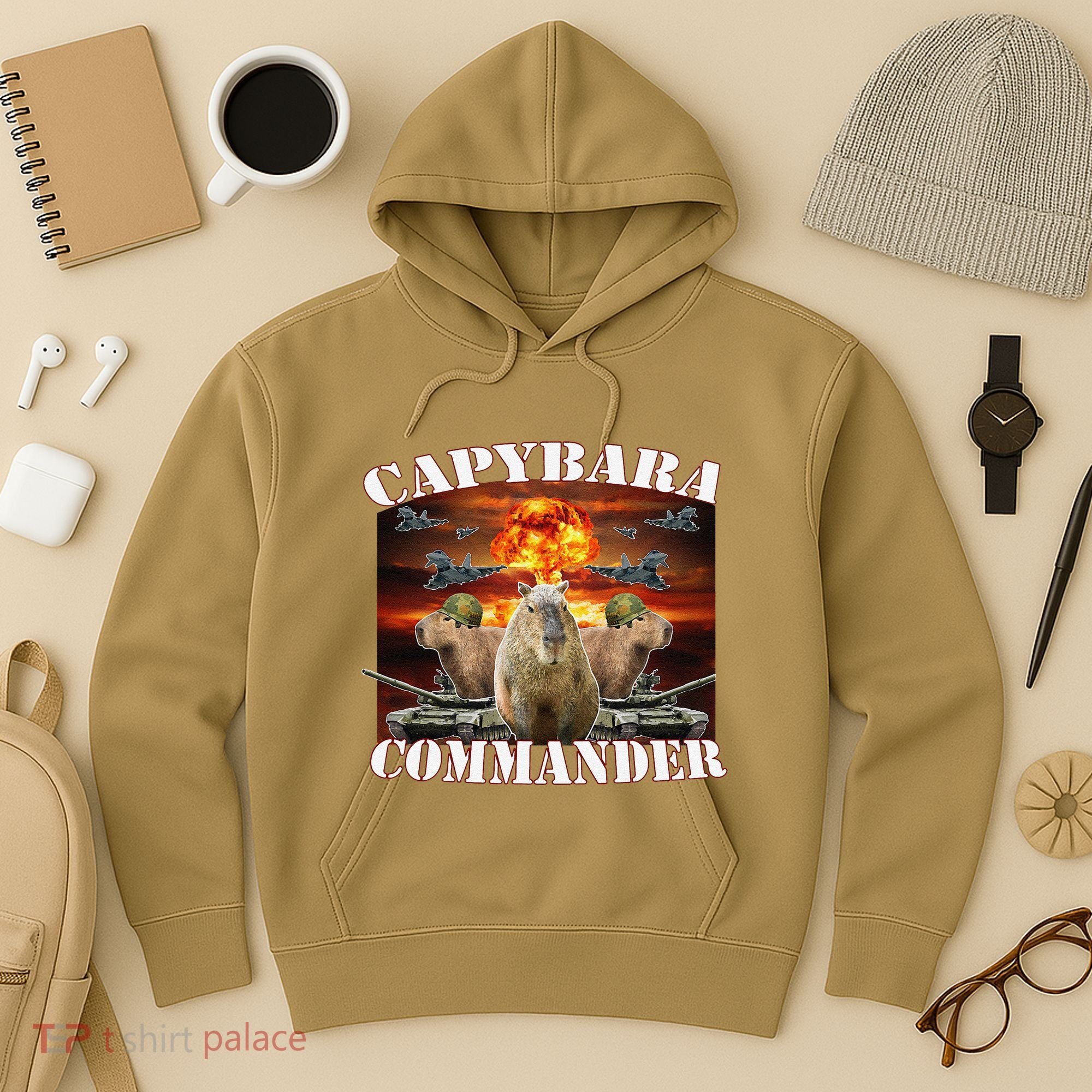 Capybara Commander Funny Capybara Warrior Hoodie