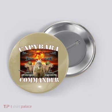 Capybara Commander Funny Capybara Warrior Button