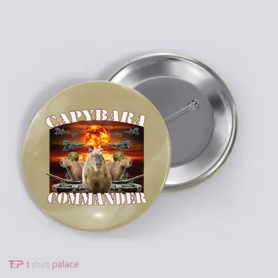 Capybara Commander Funny Capybara Warrior Button