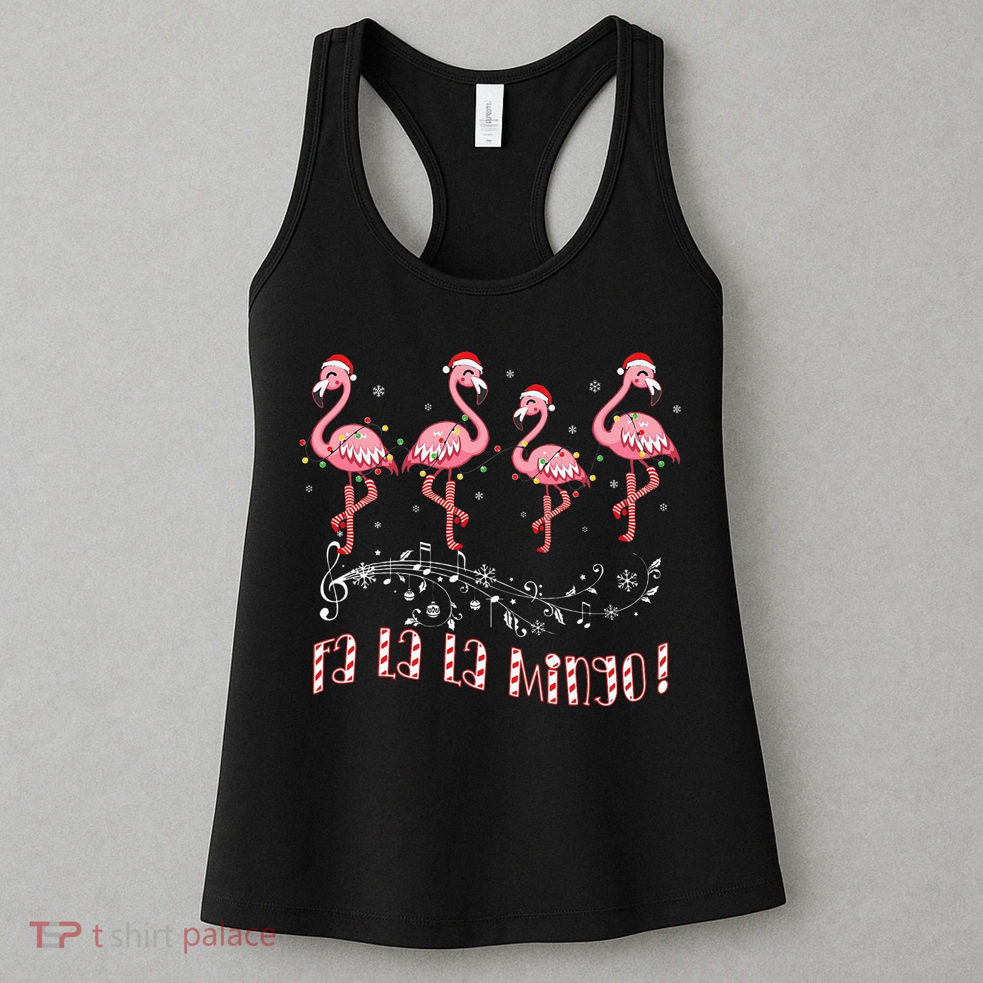 Candy Cane Flamingoes Fa La La Mingo Flamingo Christmas Women's Tank Top
