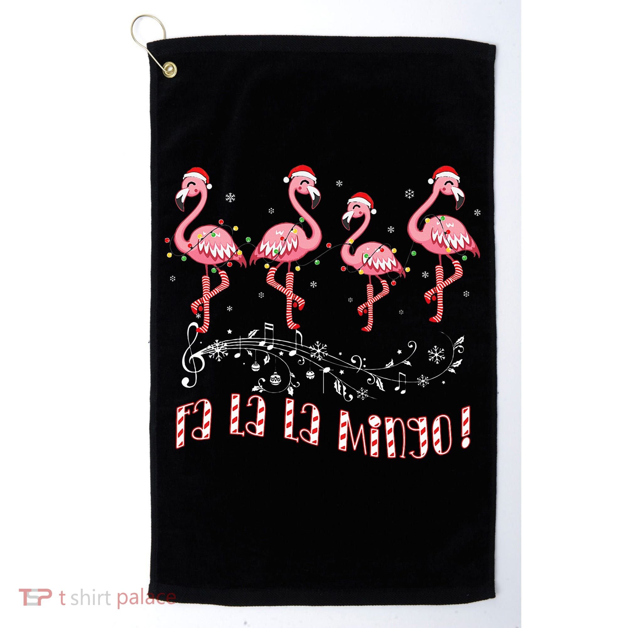 Candy Cane Flamingoes Fa La La Mingo Flamingo Christmas Golf Towel