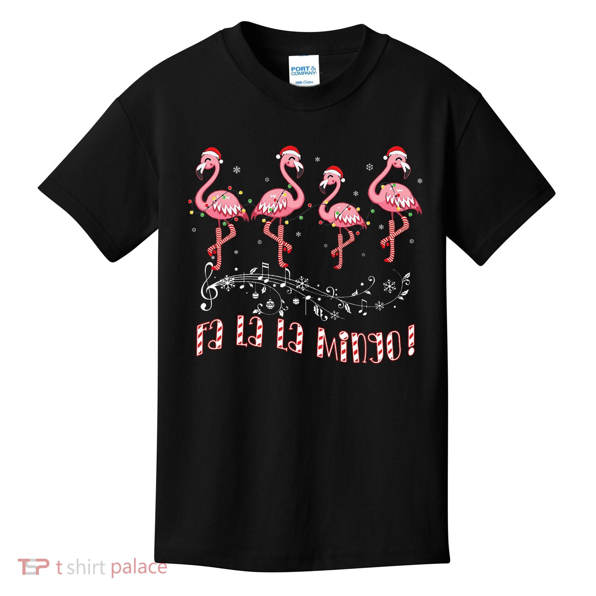 Candy Cane Flamingoes Fa La La Mingo Flamingo Christmas Kids T-Shirt