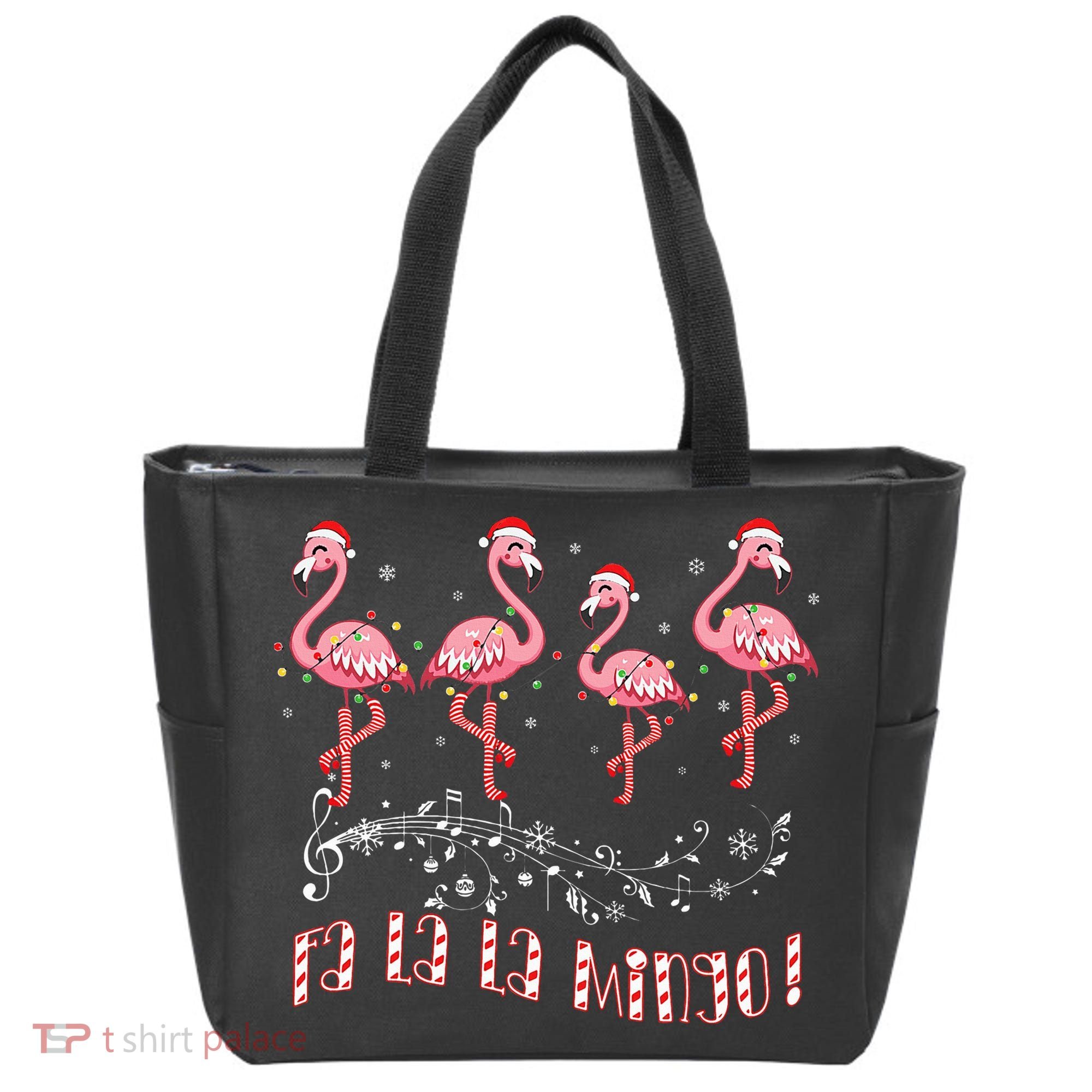Candy Cane Flamingoes Fa La La Mingo Flamingo Christmas Tote Bag