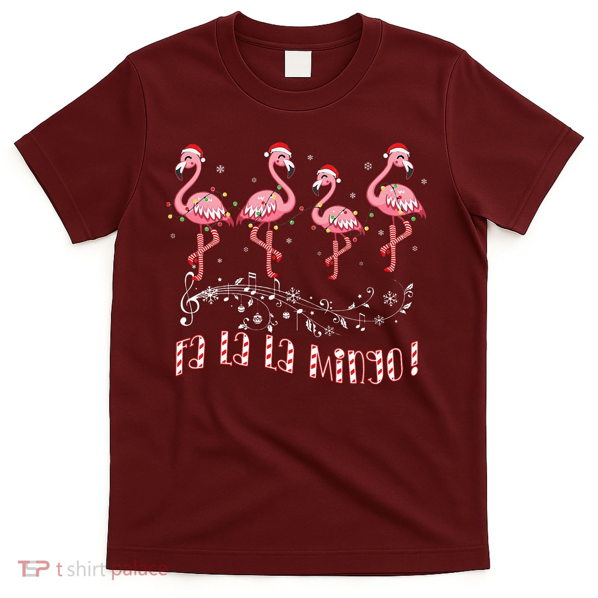 Candy Cane Flamingoes Fa La La Mingo Flamingo Christmas T-Shirt