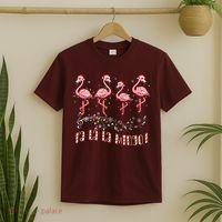 Candy Cane Flamingoes Fa La La Mingo Flamingo Christmas T-Shirt thumb 2