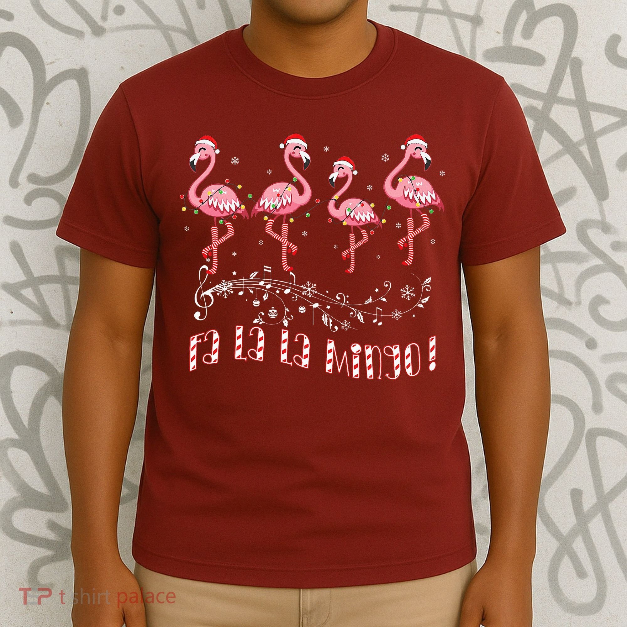 Candy Cane Flamingoes Fa La La Mingo Flamingo Christmas T-Shirt