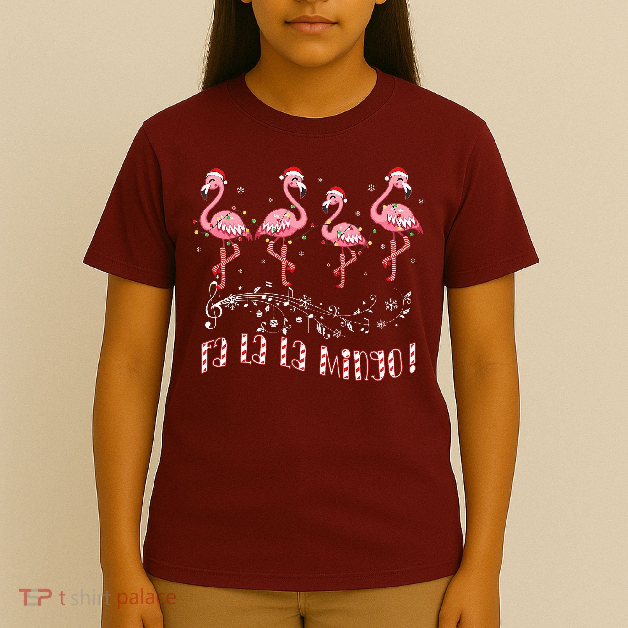Candy Cane Flamingoes Fa La La Mingo Flamingo Christmas T-Shirt