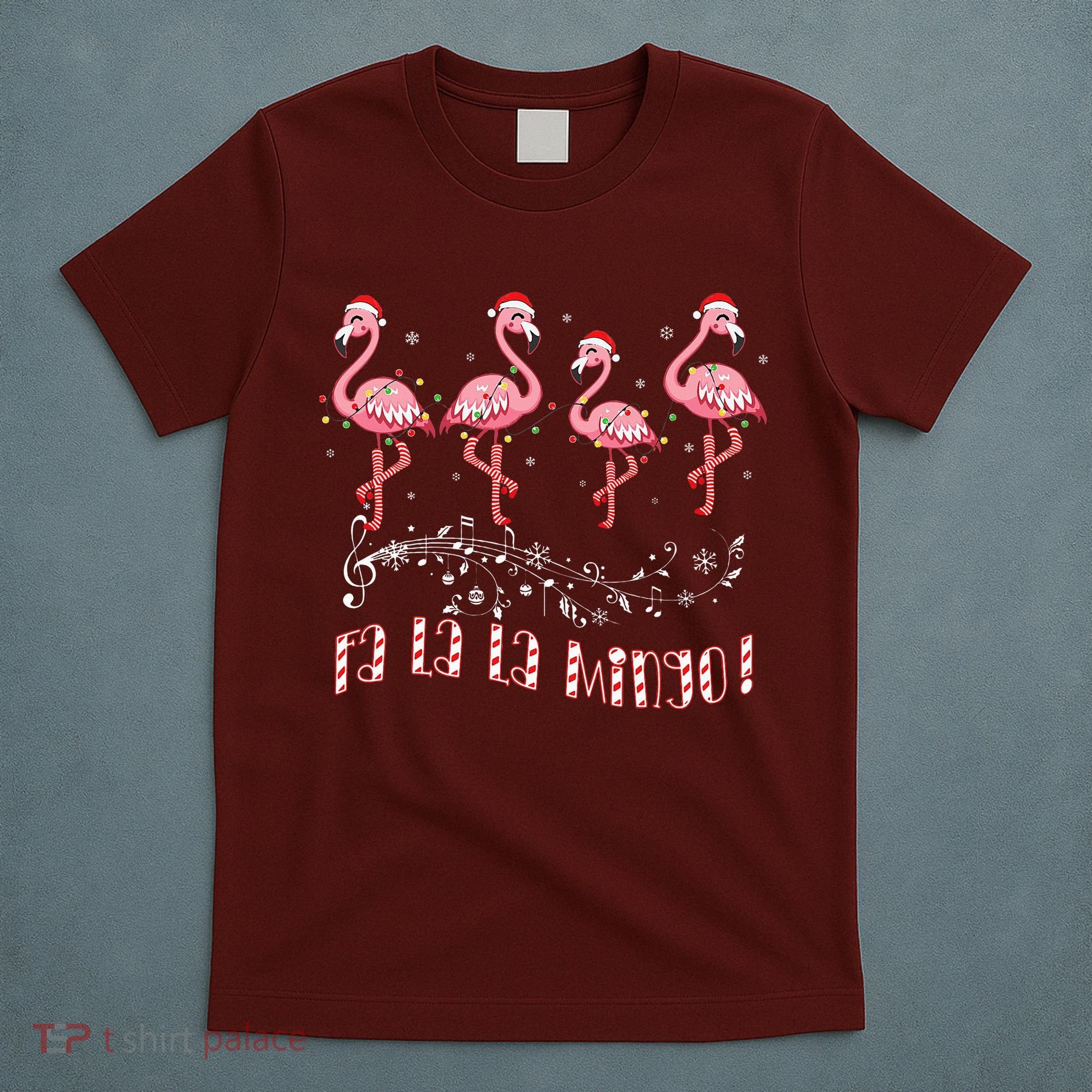 Candy Cane Flamingoes Fa La La Mingo Flamingo Christmas T-Shirt