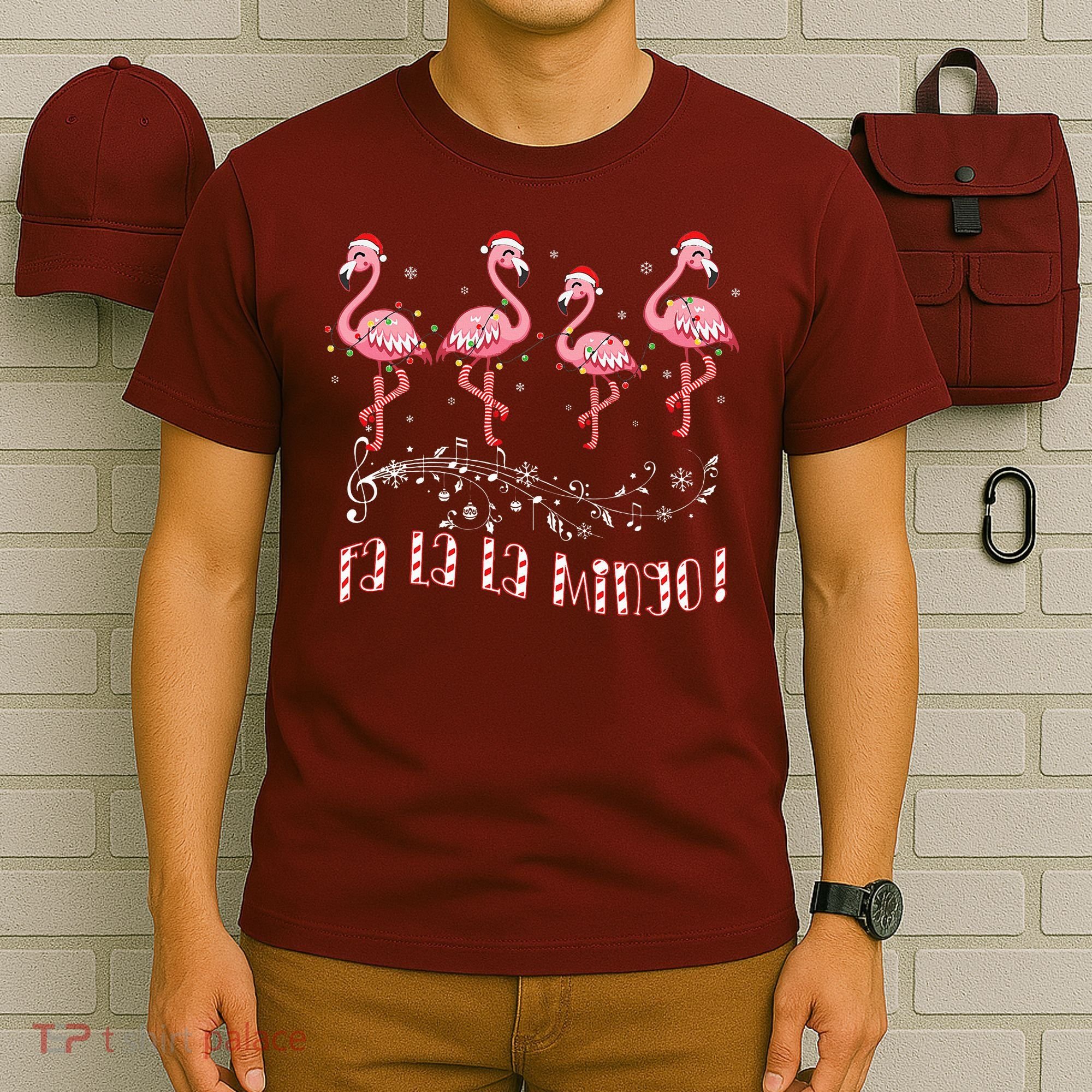 Candy Cane Flamingoes Fa La La Mingo Flamingo Christmas T-Shirt