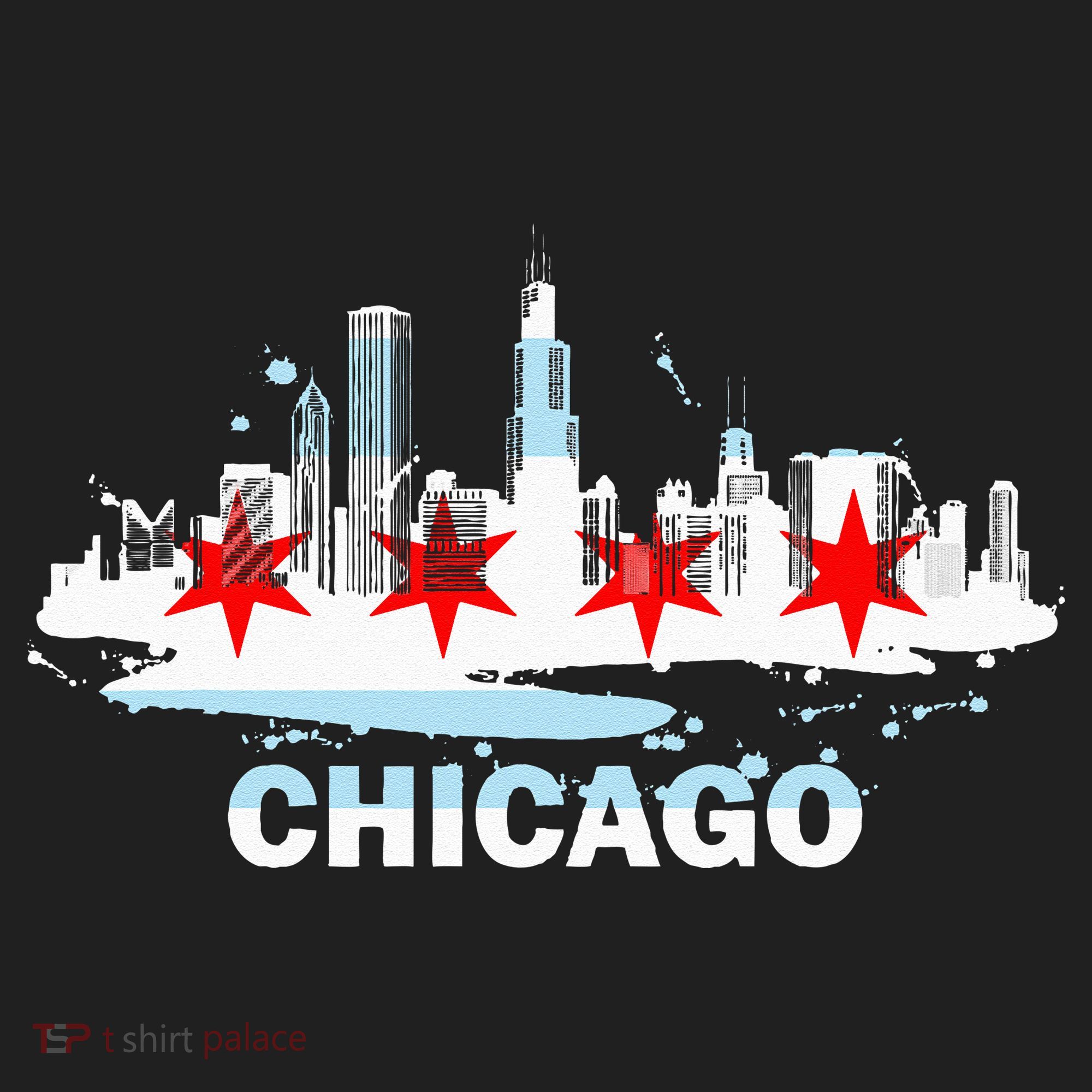 Chicago City Flag Downtown Skyline Chicago Skyline Women's Sweatshirt