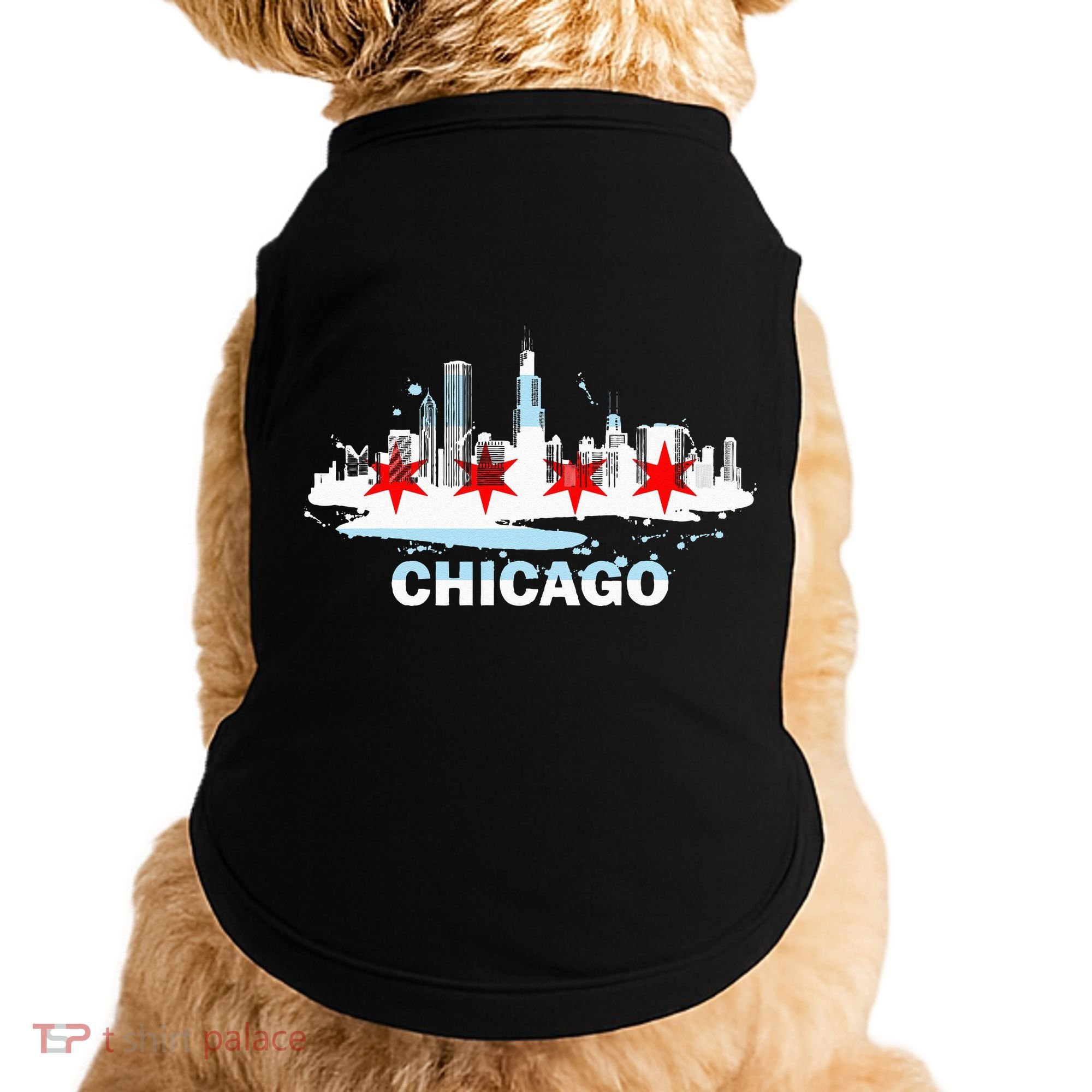 Chicago City Flag Downtown Skyline Chicago Skyline Doggie Tank