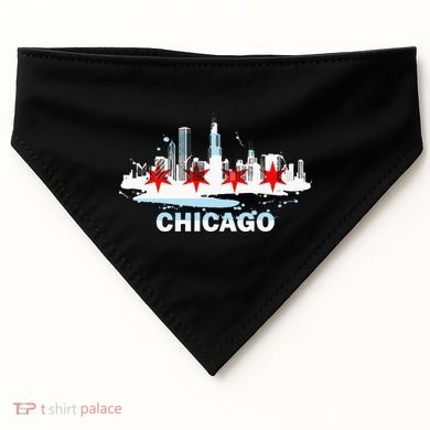 Chicago City Flag Downtown Skyline Chicago Skyline USA-Made Doggie Bandana