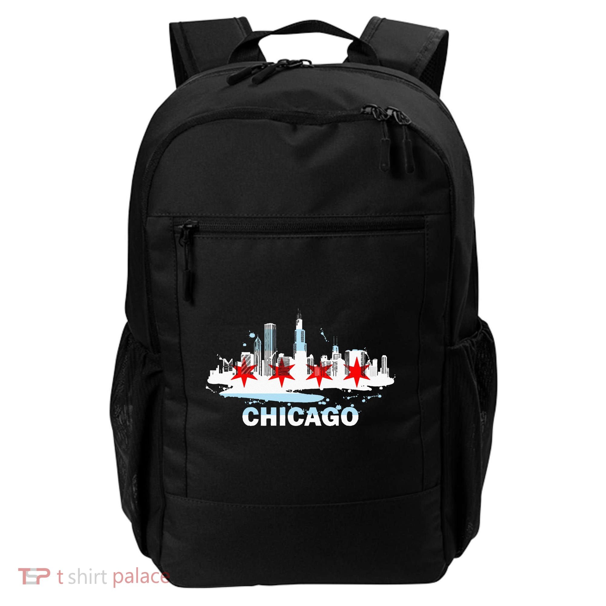 Chicago City Flag Downtown Skyline Chicago Skyline Backpack