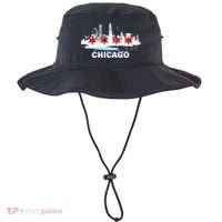 Chicago City Flag Downtown Skyline Chicago Skyline Bucket Hat thumb 0