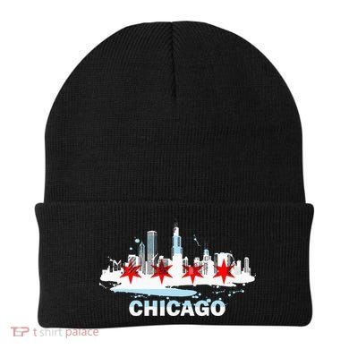 Chicago City Flag Downtown Skyline Chicago Skyline Beanie