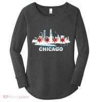 Chicago City Flag Downtown Skyline Chicago Skyline Women's Perfect Tri Tunic Long Sleeve Shirt thumb 0