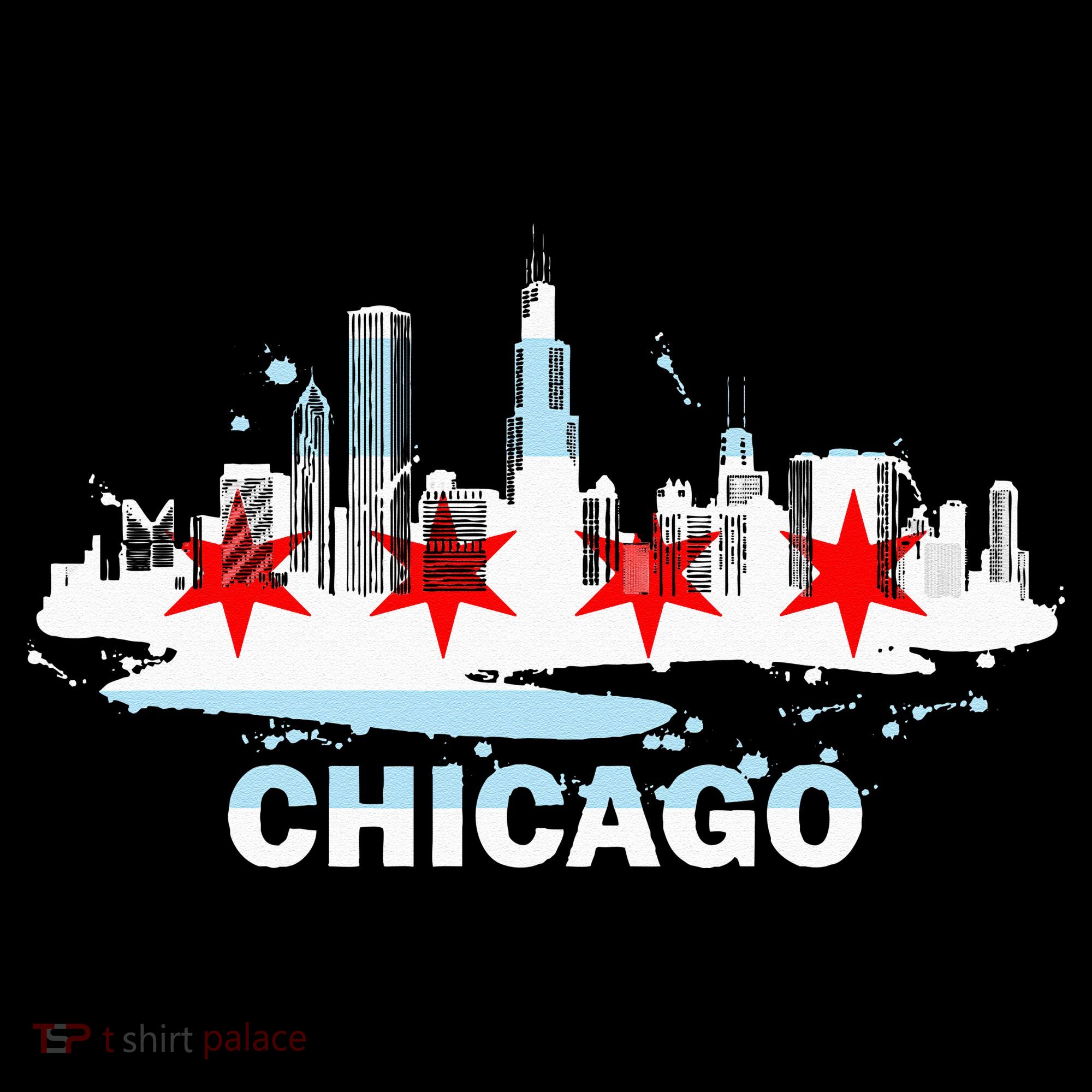 Chicago City Flag Downtown Skyline Chicago Skyline Women's Hoodie