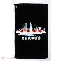 Chicago City Flag Downtown Skyline Chicago Skyline Golf Towel thumb 0