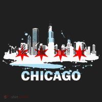 Chicago City Flag Downtown Skyline Chicago Skyline Golf Towel thumb 3