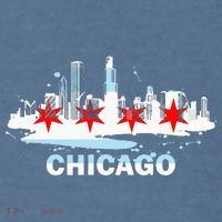 Chicago City Flag Downtown Skyline Chicago Skyline Comfort Colors Garment-Dyed Hooded Sweatshirt thumb 2
