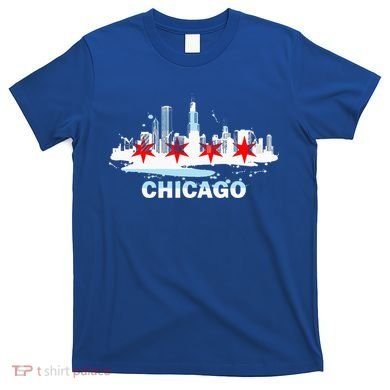 Chicago City Flag Downtown Skyline Chicago Skyline T-Shirt