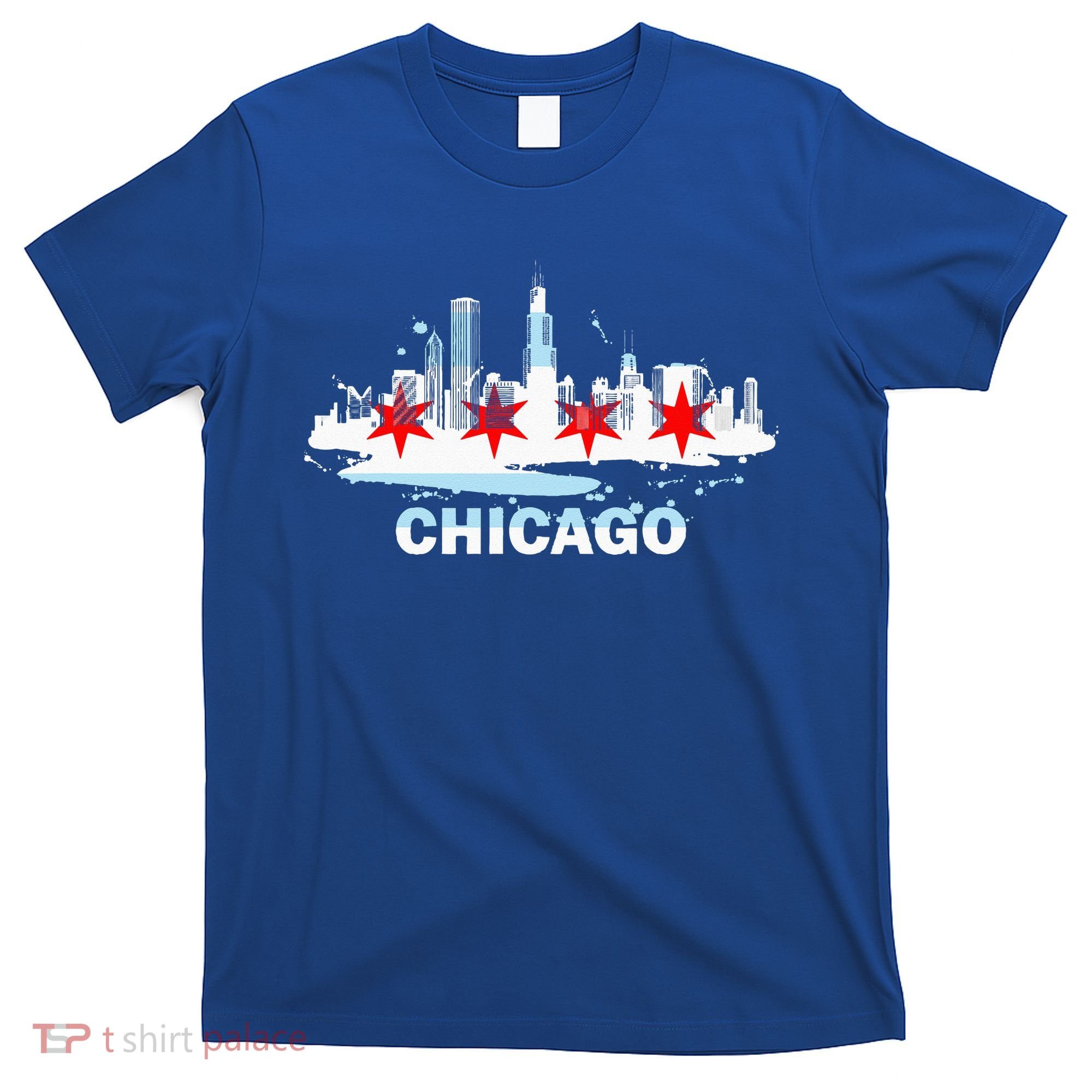 Chicago City Flag Downtown Skyline Chicago Skyline T-Shirt