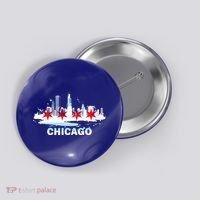 Chicago City Flag Downtown Skyline Chicago Skyline Button thumb 0