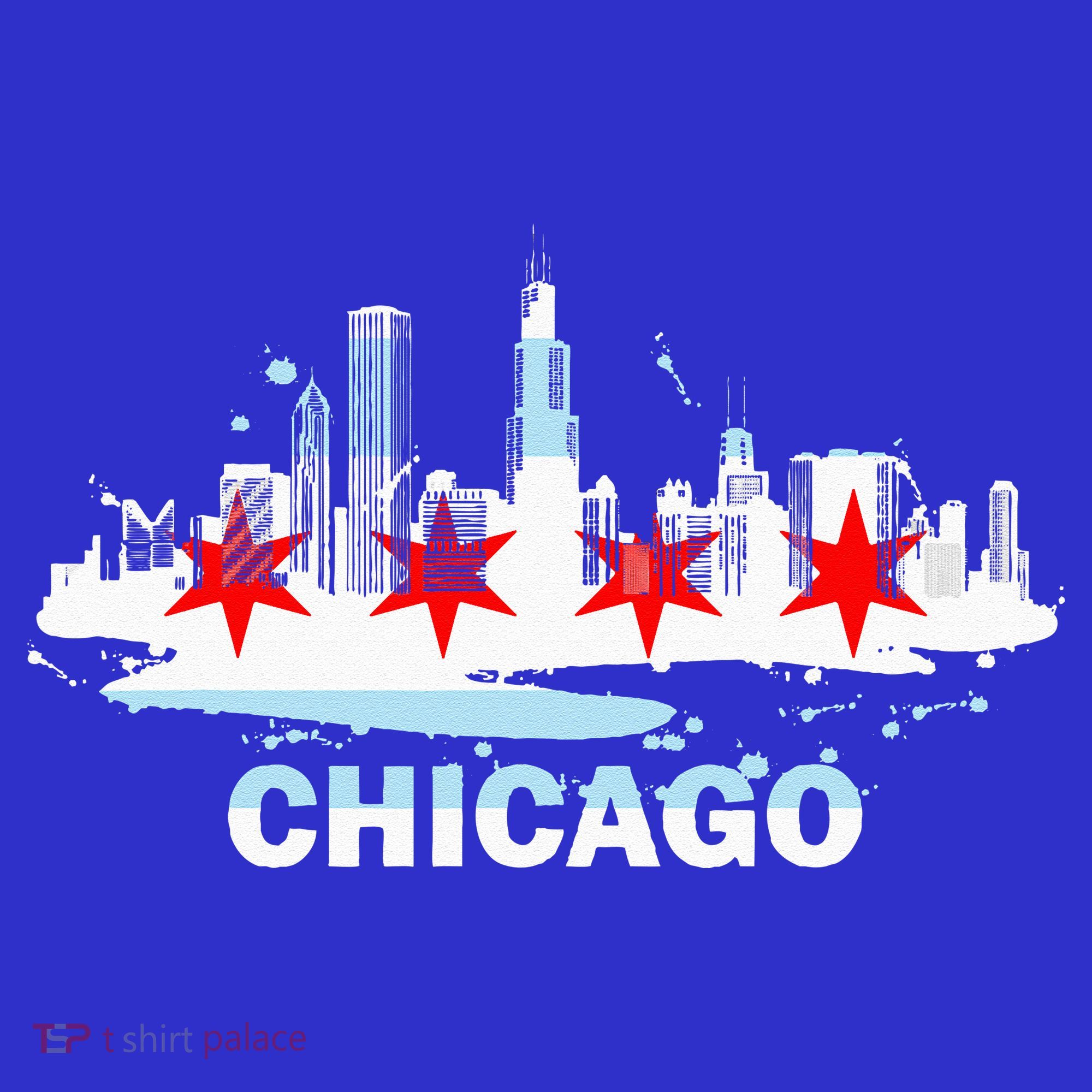 Chicago City Flag Downtown Skyline Chicago Skyline Button
