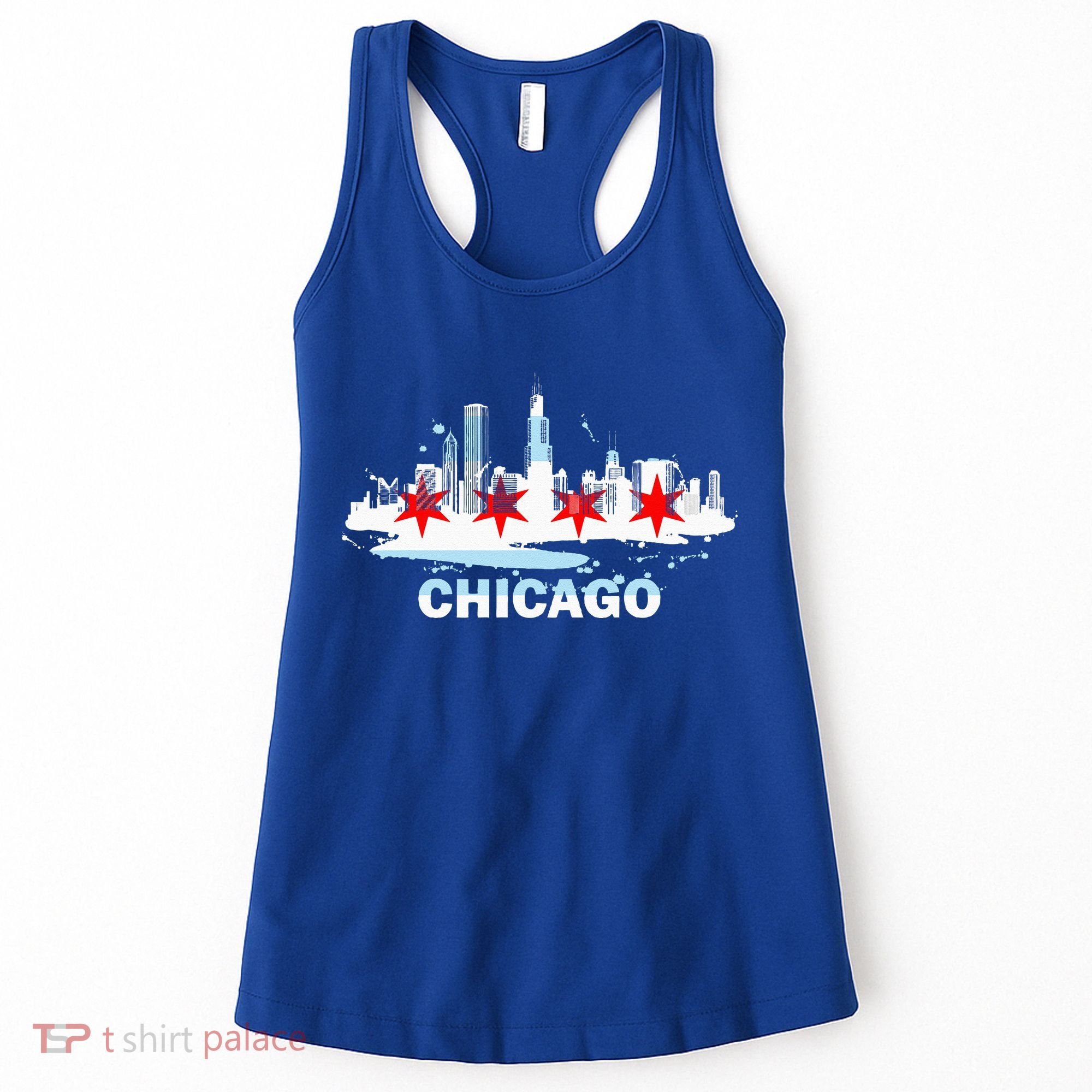 Chicago City Flag Downtown Skyline Chicago Skyline Women's Tank Top