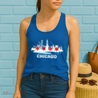 Chicago City Flag Downtown Skyline Chicago Skyline Women's Tank Top thumb 2