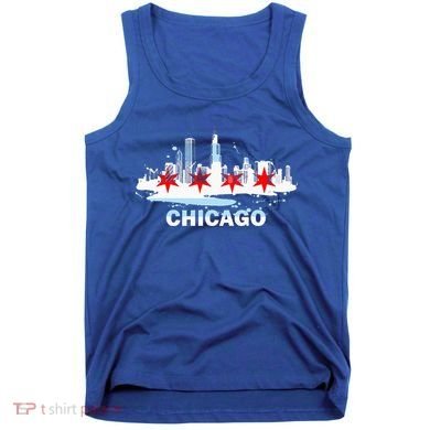 Chicago City Flag Downtown Skyline Chicago Skyline Tank Top