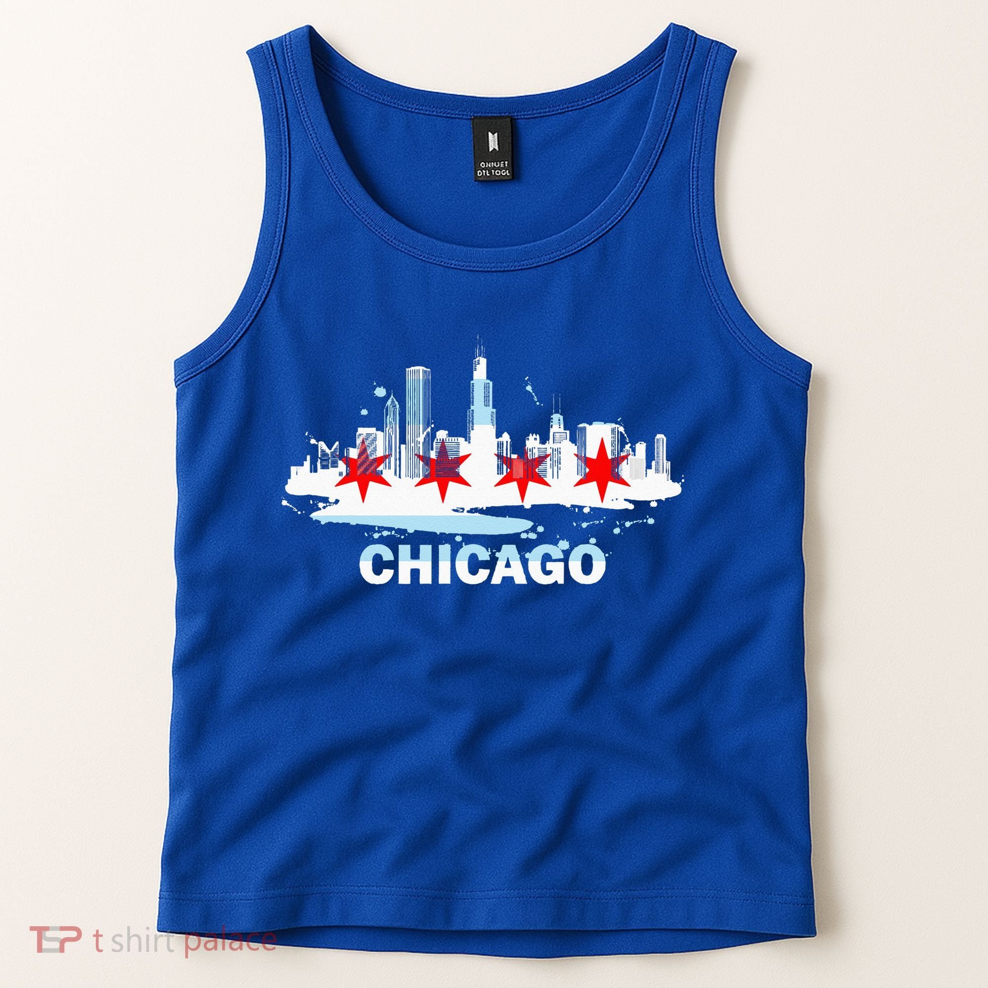 Chicago City Flag Downtown Skyline Chicago Skyline Tank Top
