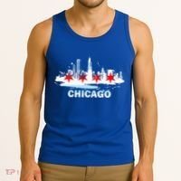 Chicago City Flag Downtown Skyline Chicago Skyline Tank Top thumb 3