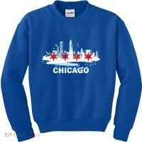 Chicago City Flag Downtown Skyline Chicago Skyline Kids Sweatshirt thumb 0
