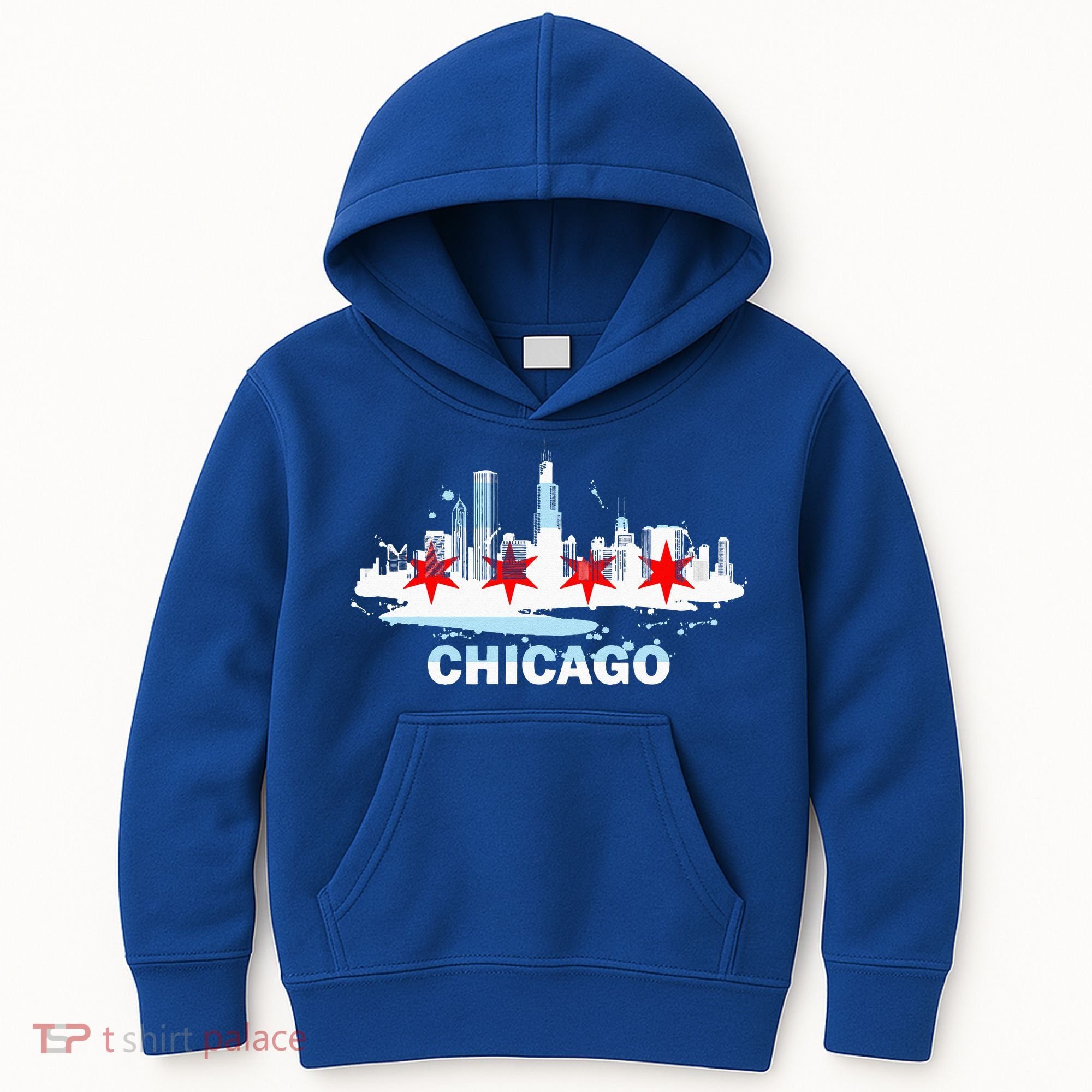 Chicago City Flag Downtown Skyline Chicago Skyline Kids Hoodie